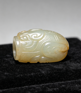 Chinese Archaistic Carved Celadon Jade Mythical Beast Toggle